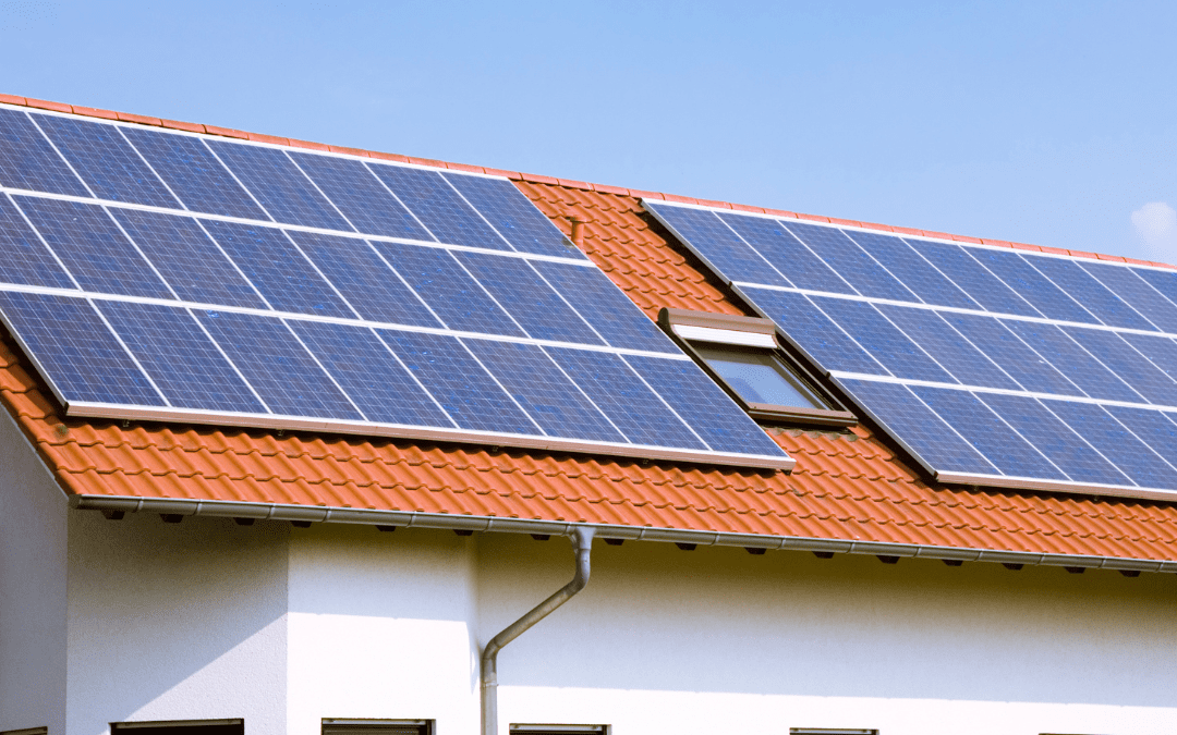 A house with rooftop solar panels